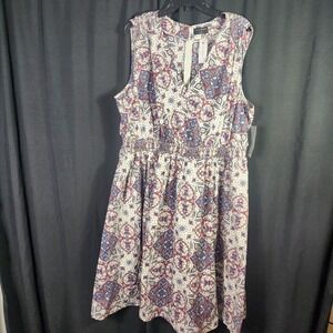 Paisley Medallion Smocked Waist Dress 22P Petite Plus New BOHO Bohemian